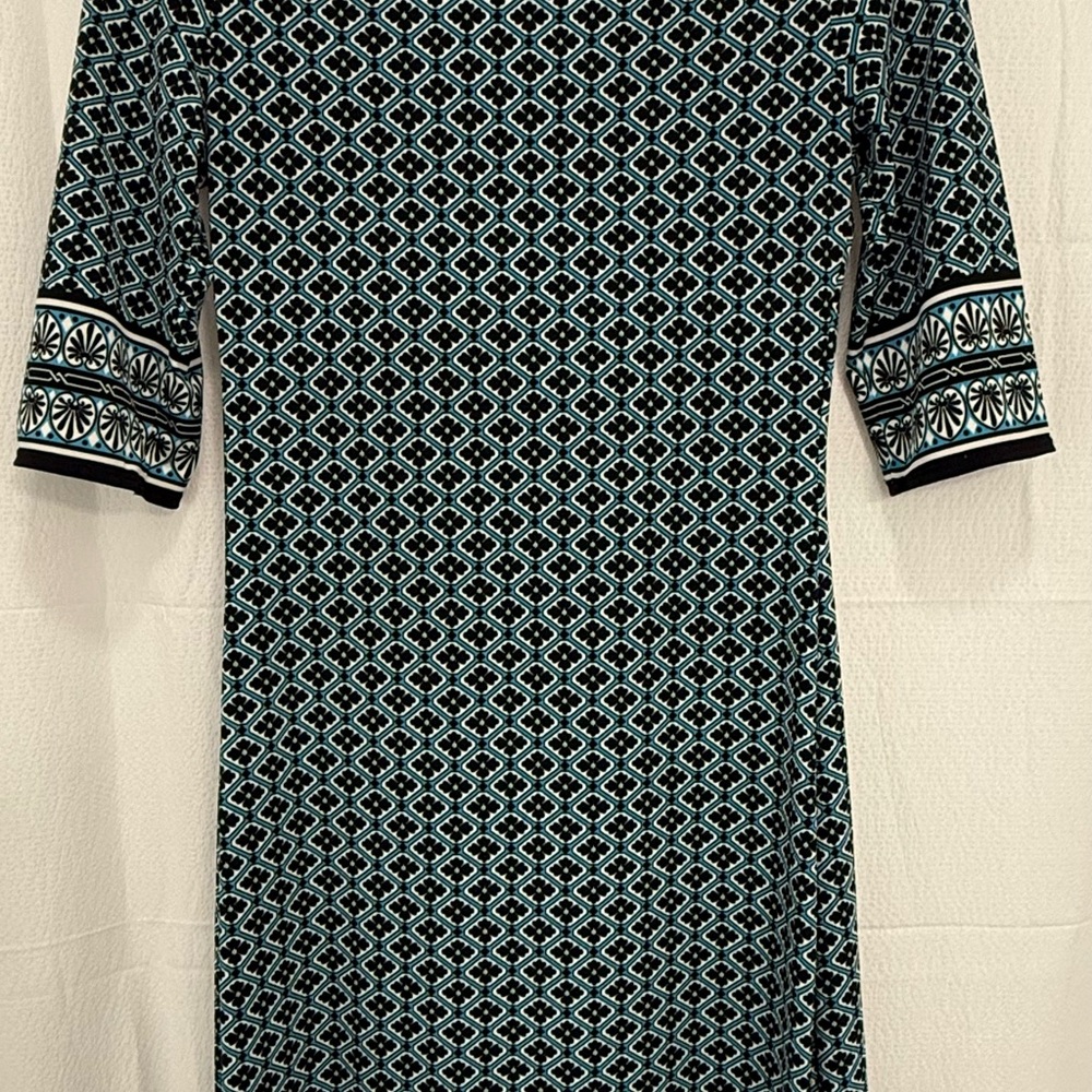 Max Studio Blue Sheath Dress with Elbow Length Sleeves